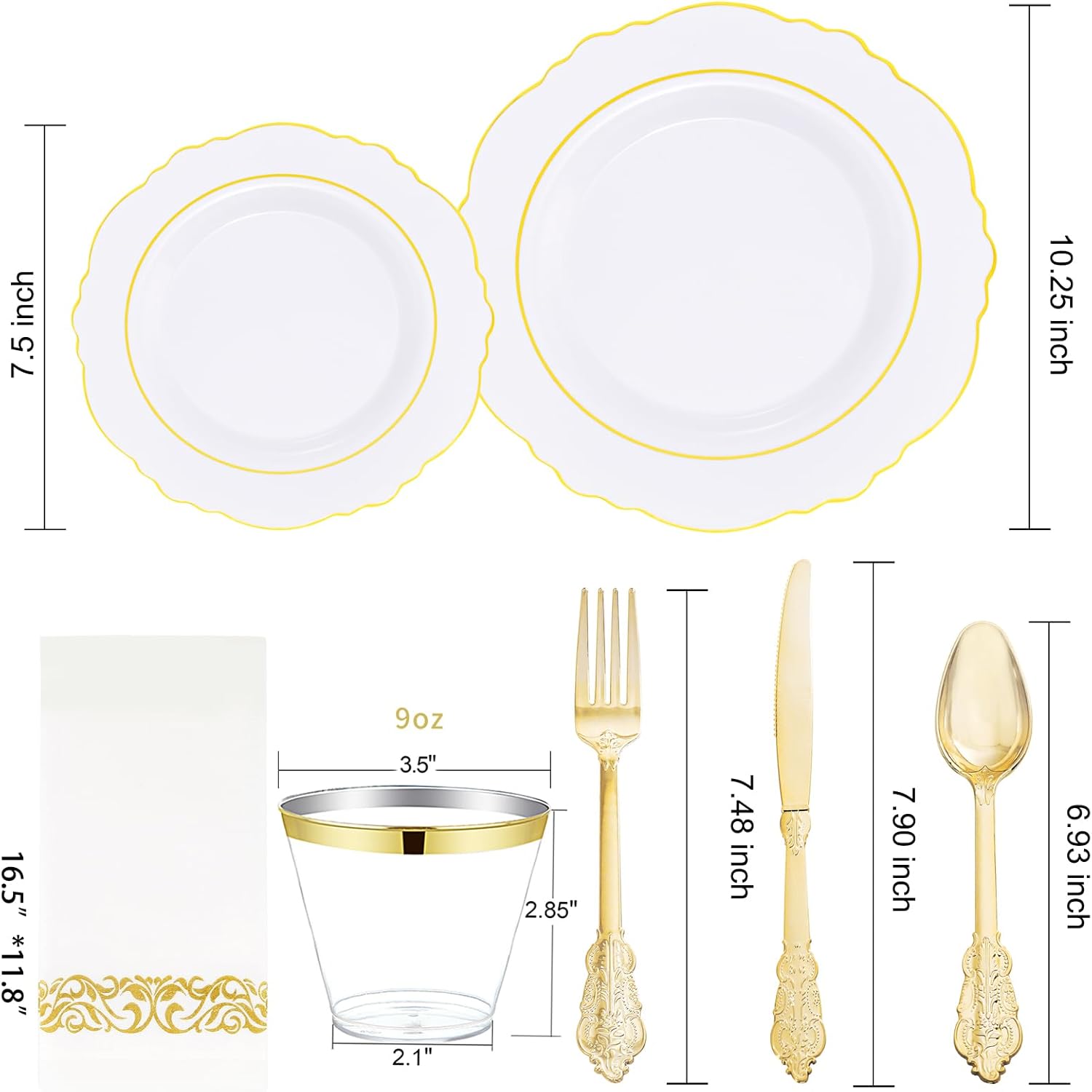 Detalle de WDF Partyware Disposable Dinnerware Set, 350 Pieces