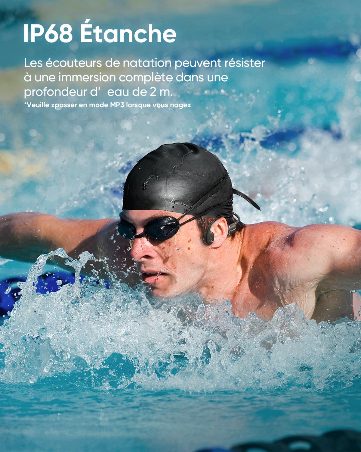 Thumbnail 1 de CERMENK Casque de conduction osseuse pour natation – 32 Go, IP68, Bluetooth 5.4