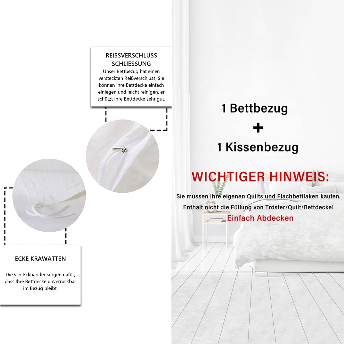 Thumbnail 6 de Homewish Wolf Bettwäsche-Set 135x200 cm lila mit Motiv (Wolf, Mond & Wildtiere)