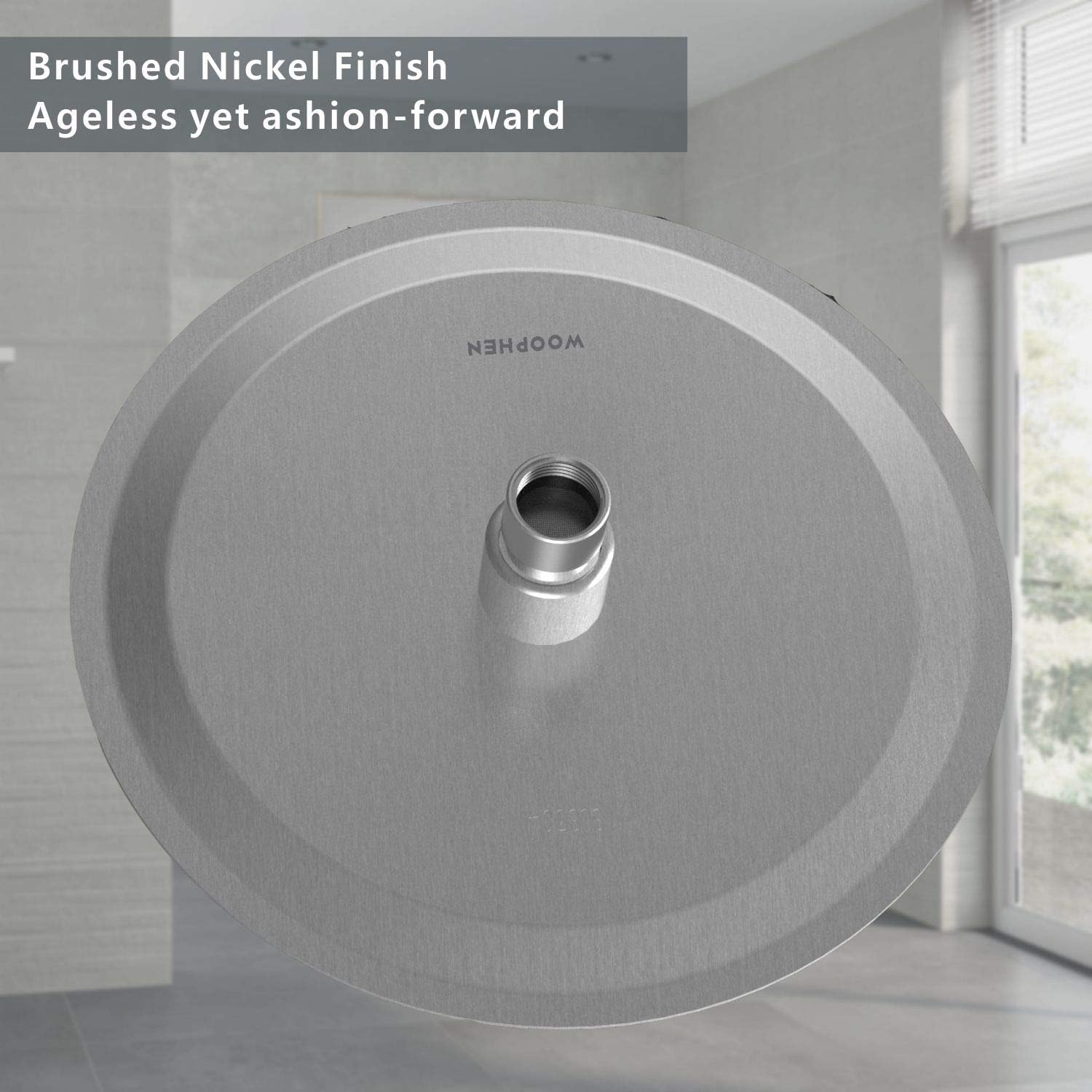 Thumbnail 6 de WOOPHEN 8 Inch High Pressure Rain Shower Head (304 Stainless Steel, Brushed Nickel)
