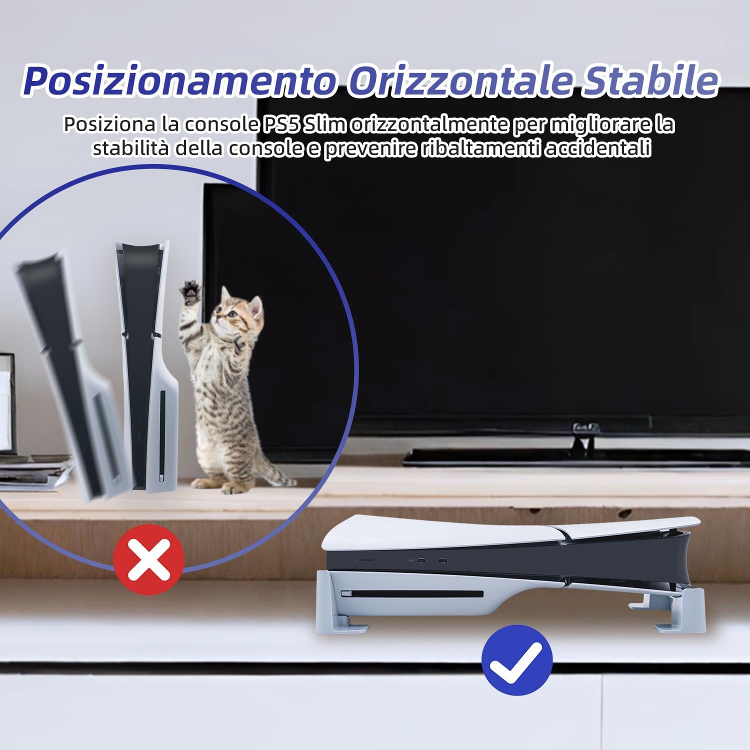 Thumbnail 3 de Tolesum Supporto Orizzontale per PS5 Slim / PS5 Pro (Bianco) con base antiscivolo