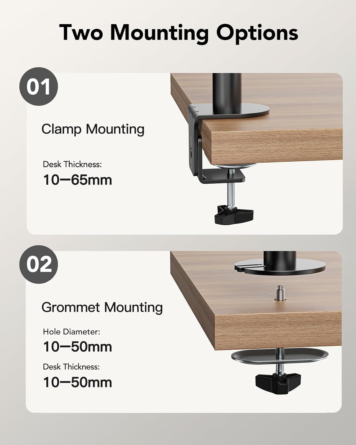Thumbnail 6 de HUANUO Vertical Dual Monitor Stand | Stacked 2‑Monitor Arm for 17–32 Inch Screens
