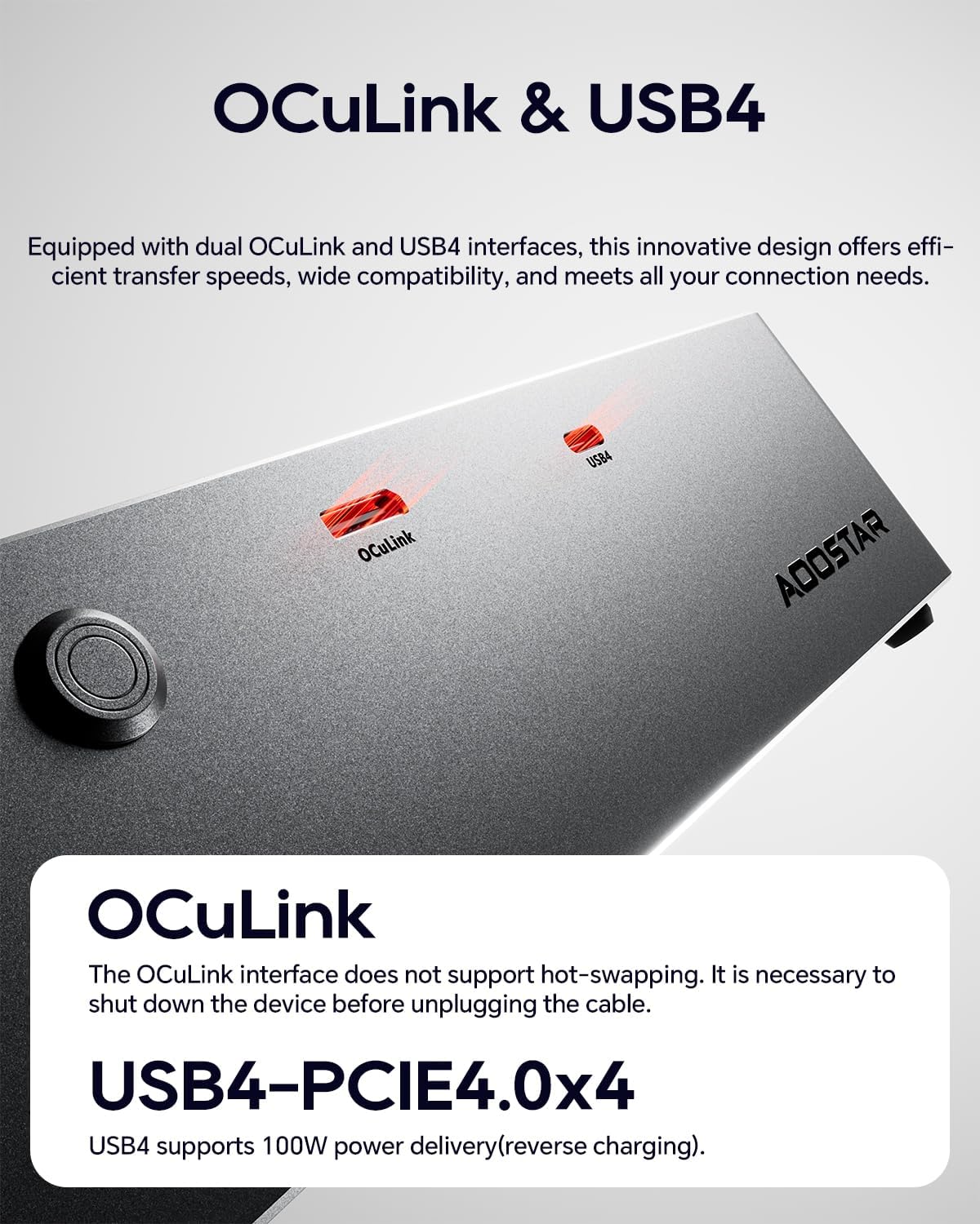 Thumbnail 3 de AOOSTAR AG02 eGPU Dockingstation mit Oculink-Anschluss – Externe GPU bis 500W, USB4.0, 800W Netzteil