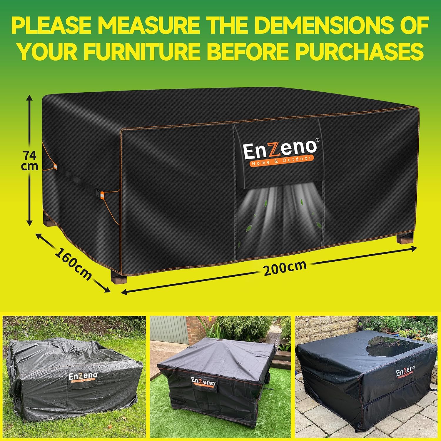 Thumbnail 6 de Enzeno Patio Furniture Cover, 78" L x 63" W x 28" H