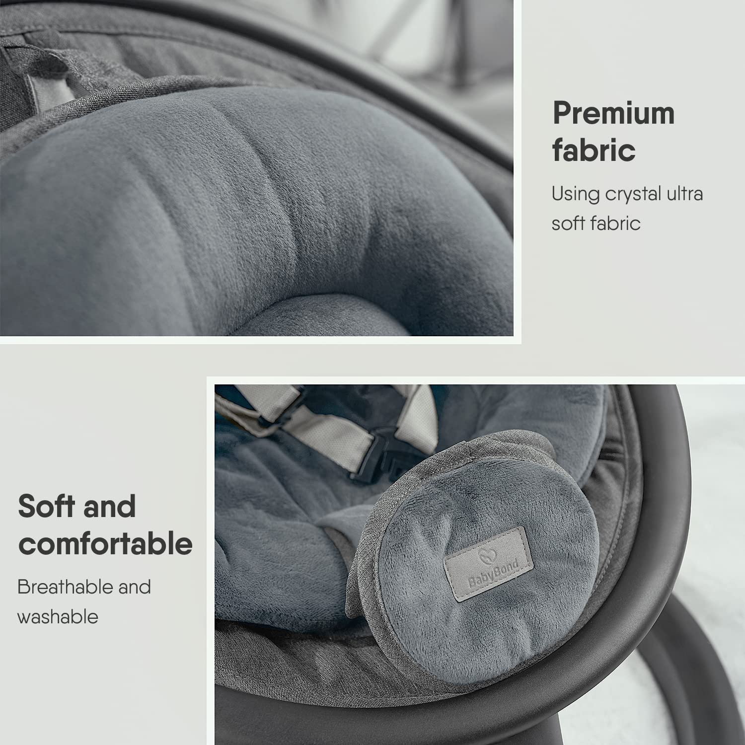 Thumbnail 3 de BabyBond Infant Swing with Bluetooth, 3 Seat Positions and 5-Point Harness