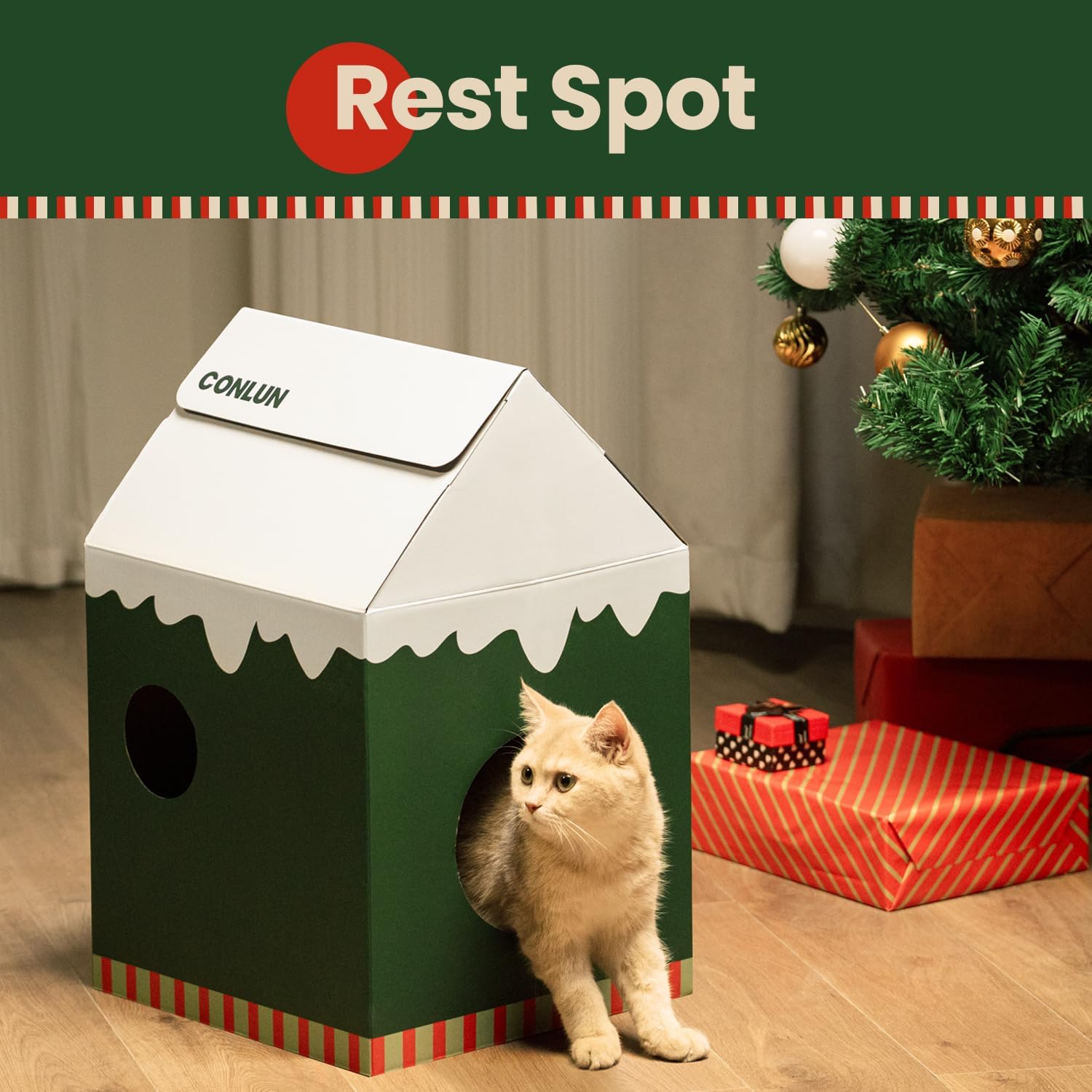 Detalle 2 de Conlun Cardboard Cat House Medium 33cm