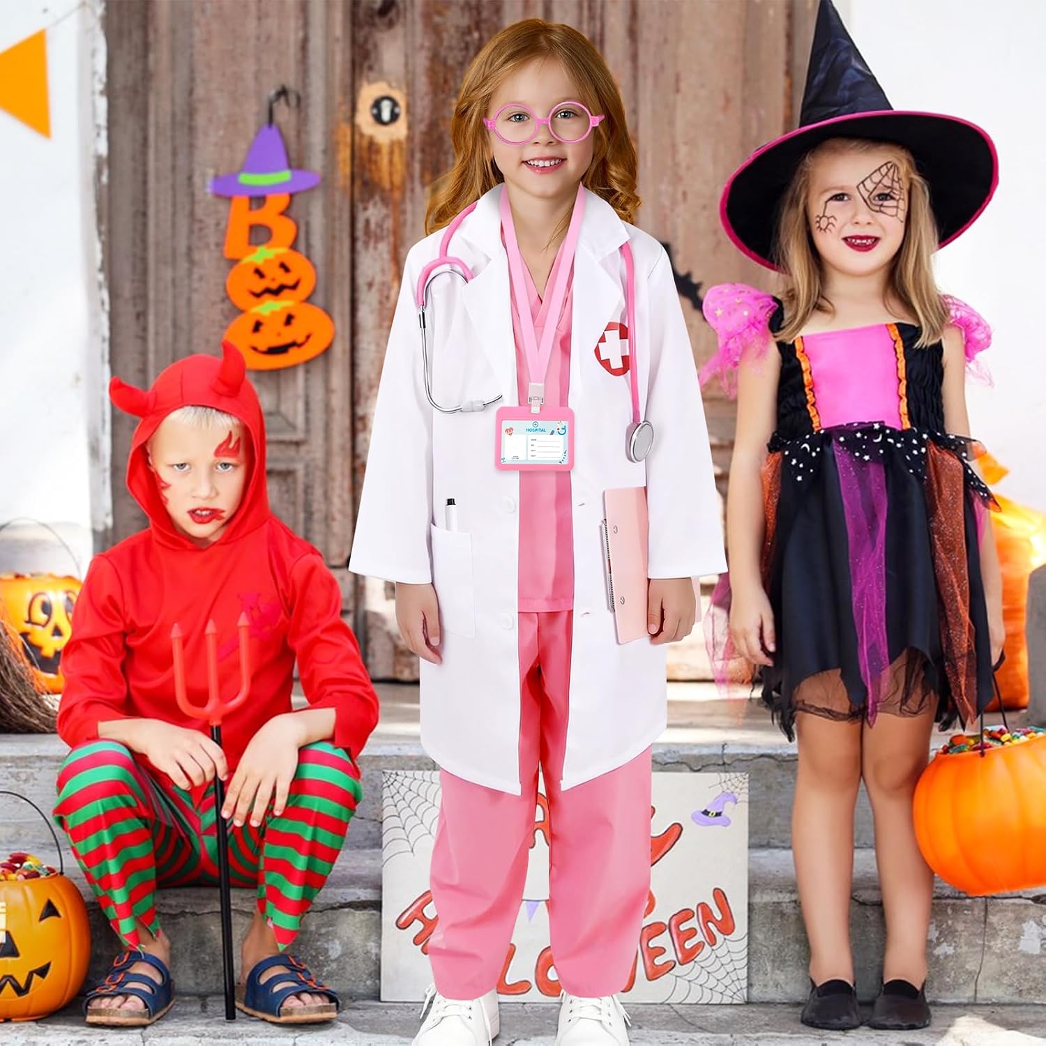 Thumbnail 6 de Wuclad Kids Doctor Costume Set, 12-Piece Scrubs, Lab Coat and Accessories