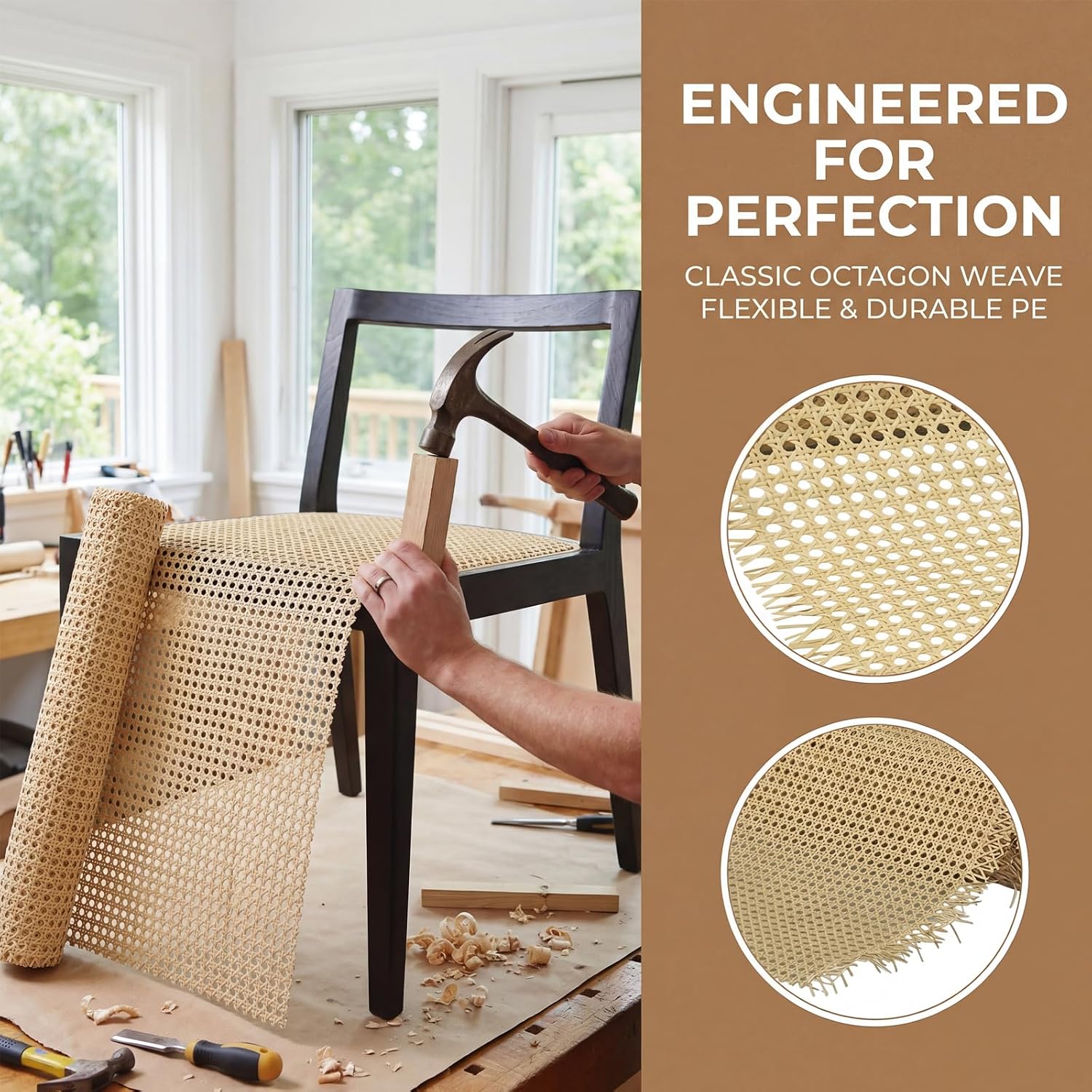 Detalle 1 de Plastic cane webbing roll, 24 in wide