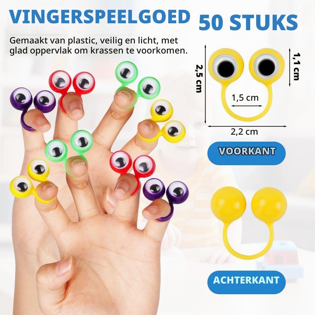 Detalle de Aolso oogvingerpoppen, 50 stuks van kunststof in willekeurige kleuren