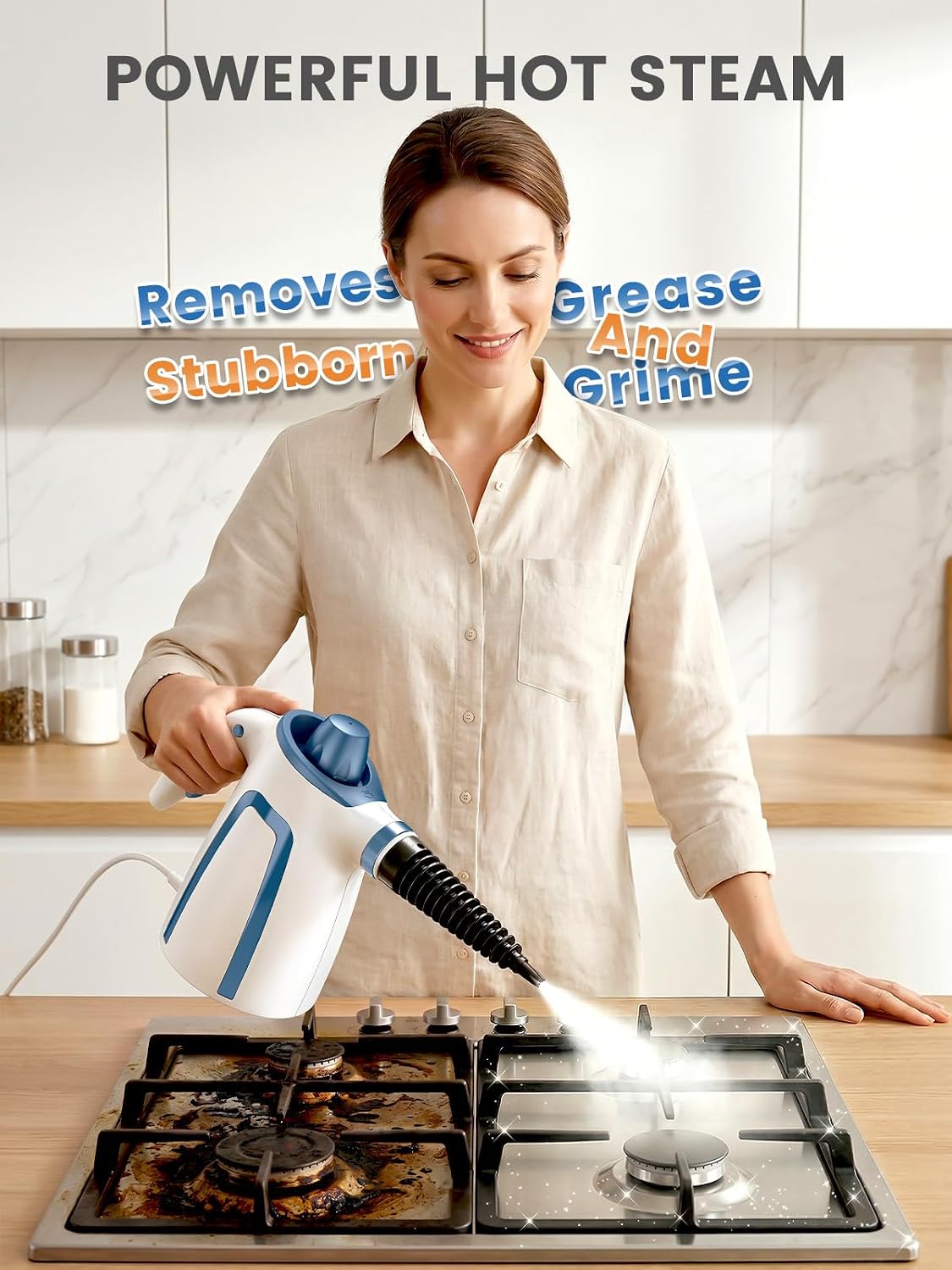 Detalle de Handheld Steam Cleaner 1050W Pressurised Steam Cleaner with 9 Accessories