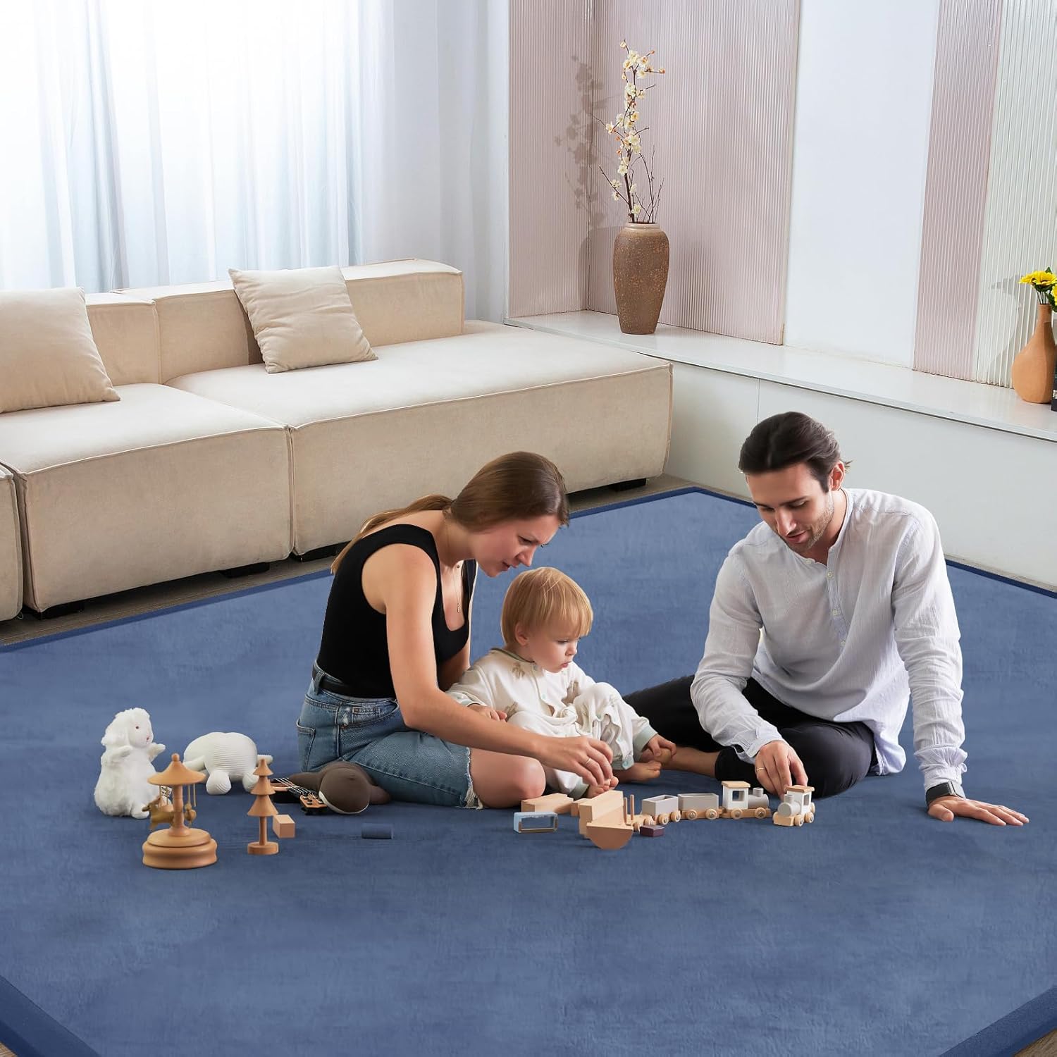 Thumbnail 6 de ILPEOD Baby Play Mat for Floor – 59" x 79" Memory Foam Crawling Mat in Sapphire Blue