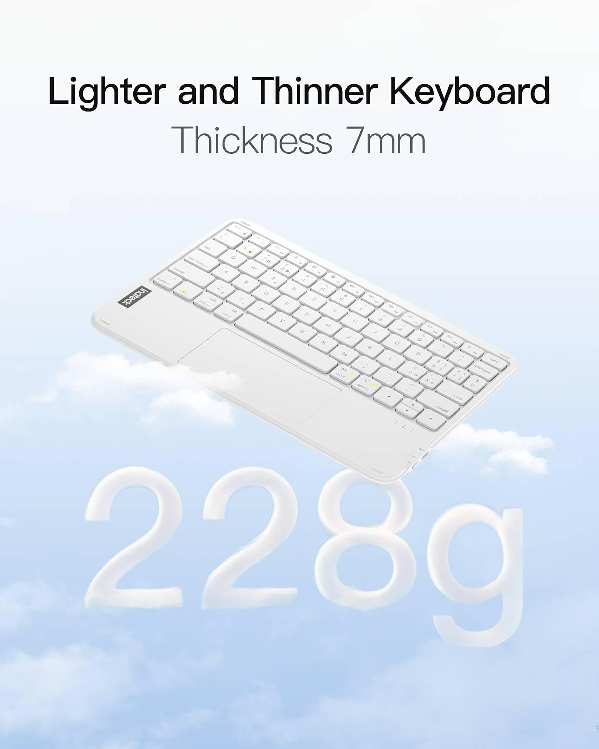Detalle de Inateck Tablet Bluetooth Keyboard with Touchpad (KB01105) – White