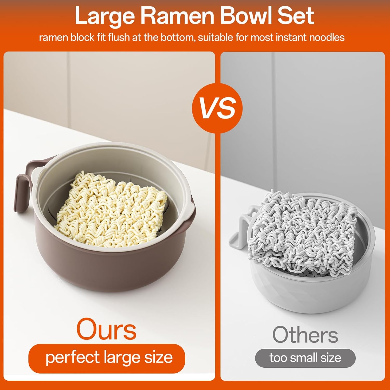 Thumbnail 2 de MEACOLIA rb 50 oz Microwave Ramen Cooker Bowl with Lid and Drain Strainer