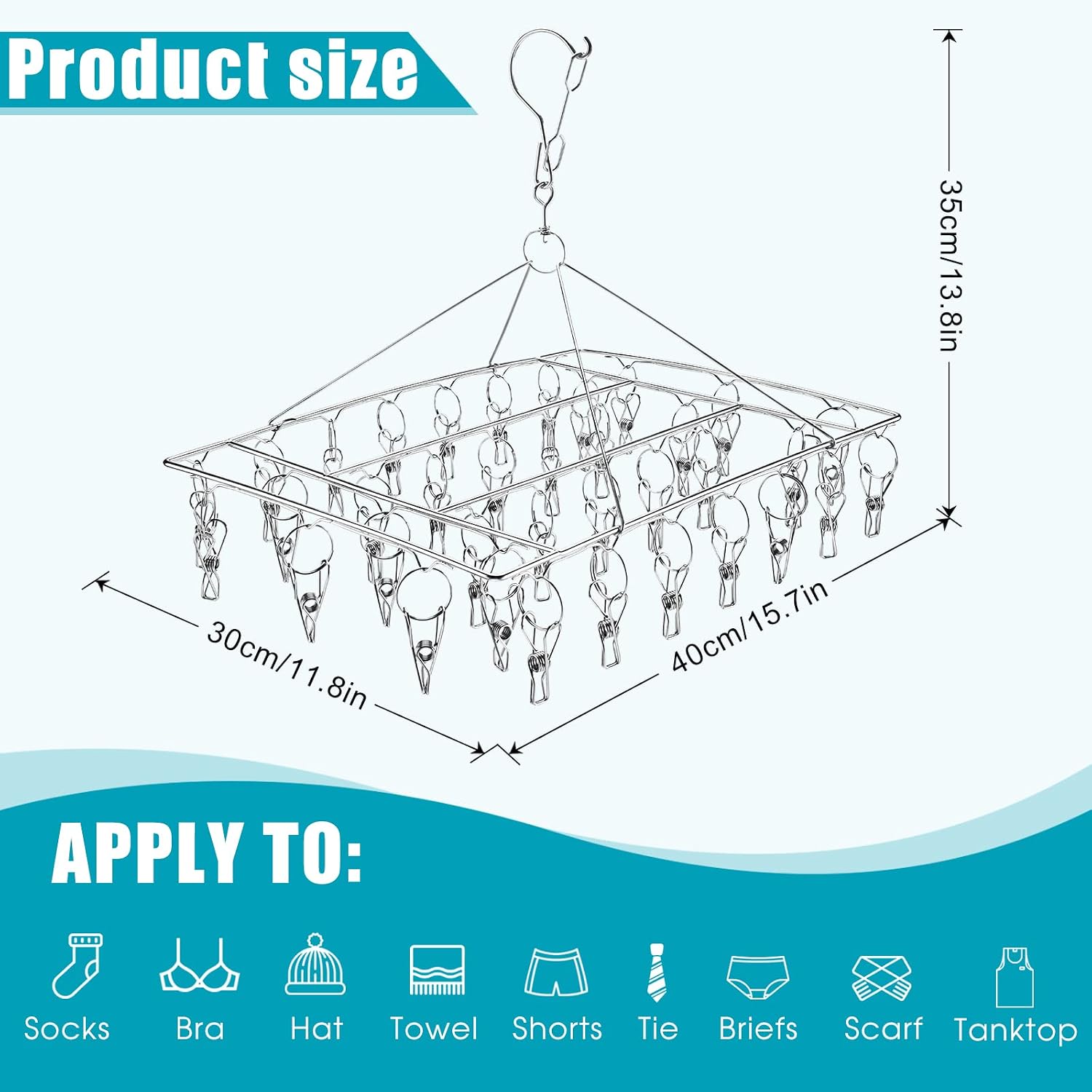 Thumbnail 1 de Sinnsally Folding Sock Dryer with 36 Pegs: Stainless Steel Drying Rack for Socks and Small Garments