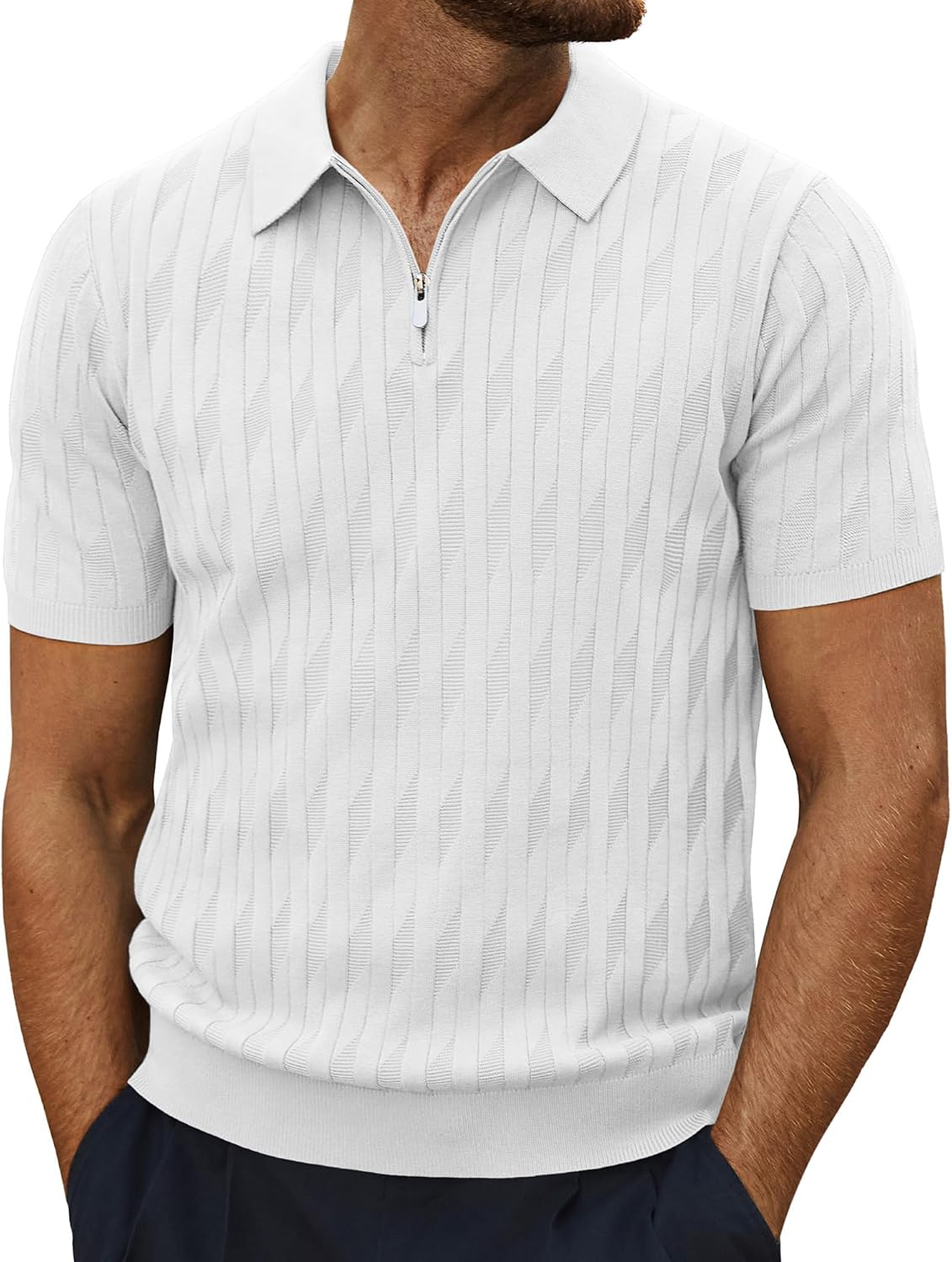 Detalle de PJ PAUL JONES Polo da uomo elasticizzata con cerniera 1/4