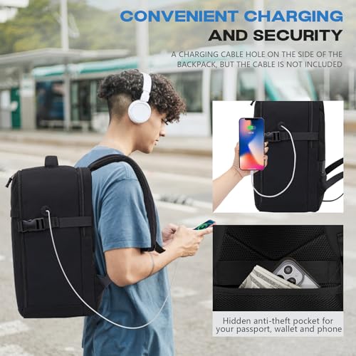 Detalle de Xkdoai Mochila de cabina 40x30x20 cm: 24 L para Ryanair, USB y bolsillo antirrobo