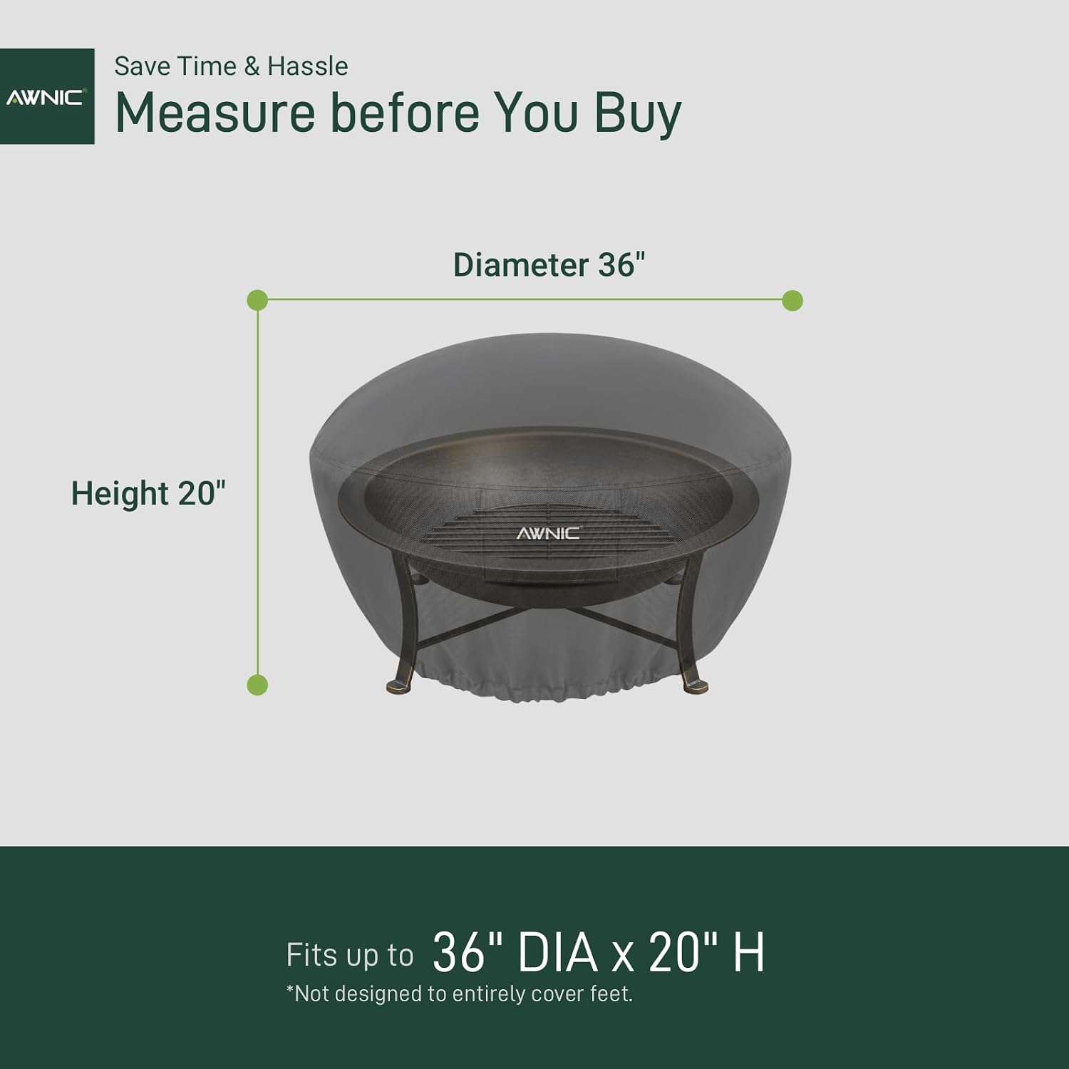 Thumbnail 1 de AWNIC Round Fire Pit Cover 36-Inch