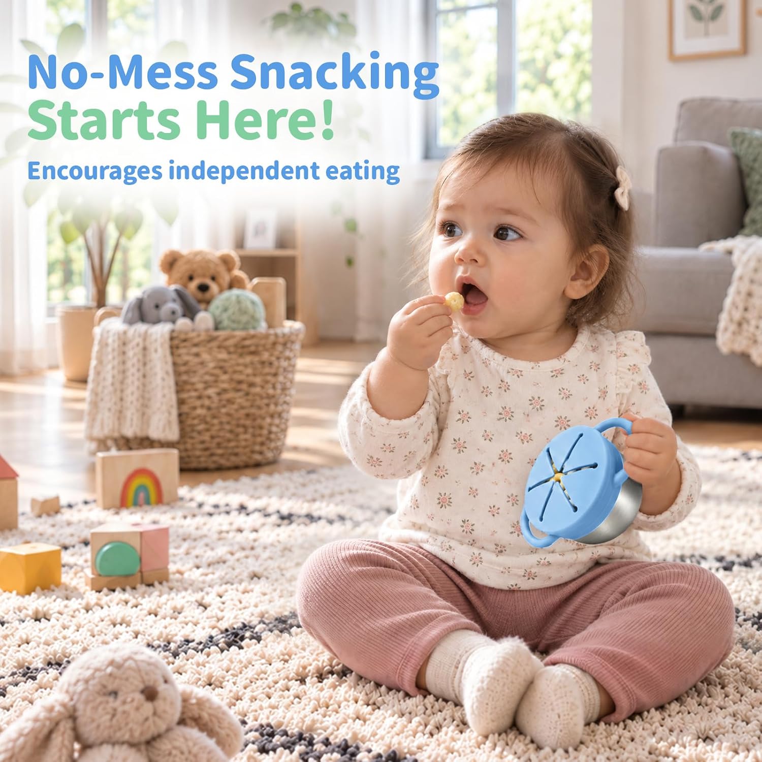Detalle de Daximo 2-Pack Toddler Snack Cups, 6 oz Stainless Steel with Silicone Lids