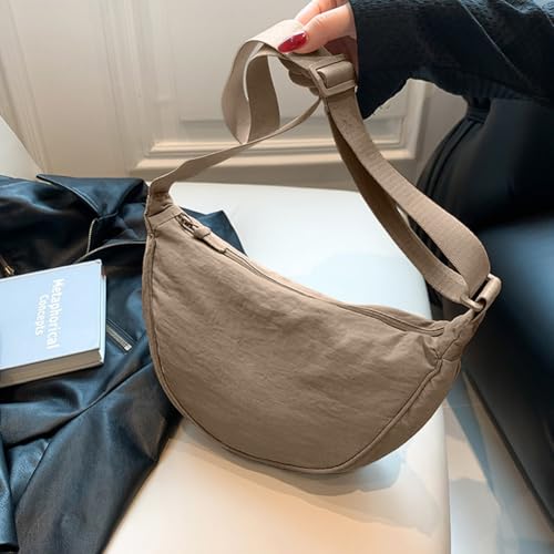 Thumbnail 8 de Aucuu Bolso Bandolera para Mujer – Media Luna, Nylon, Caqui