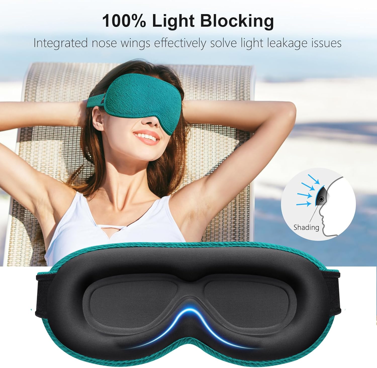 Detalle 2 de Gritin Blackout Sleep Mask โ Ergonomic 3D Cutout ๐ด