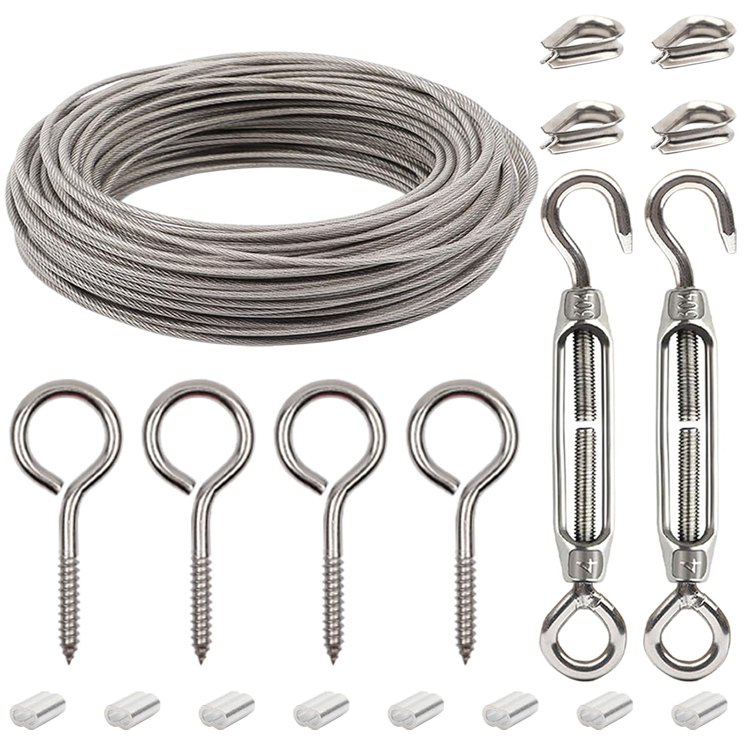 Detalle de AMZSKU staalkabel van 15 m, 2 mm, met M5-kabelspanner