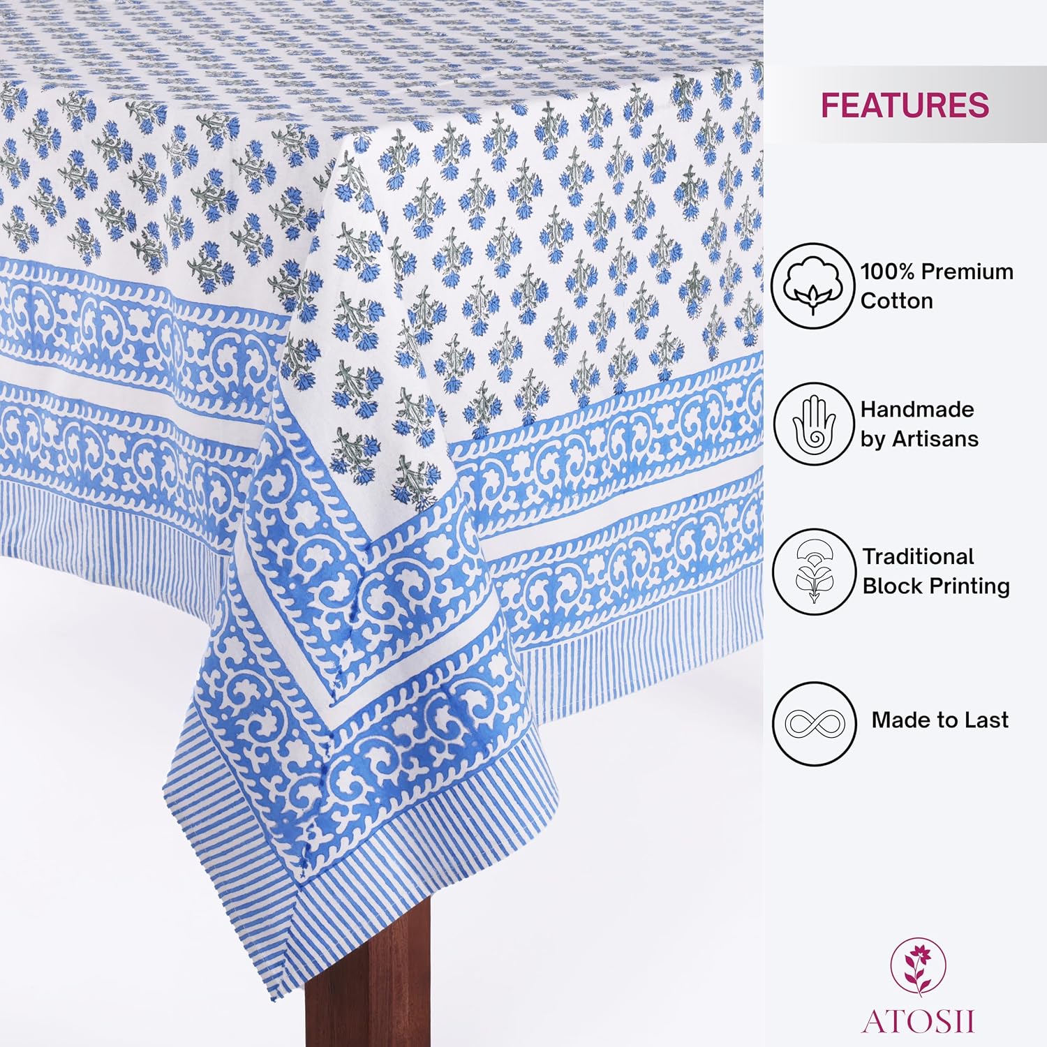 Detalle 2 de ATOSII Cotton Tablecloth, 72 x 108 inches