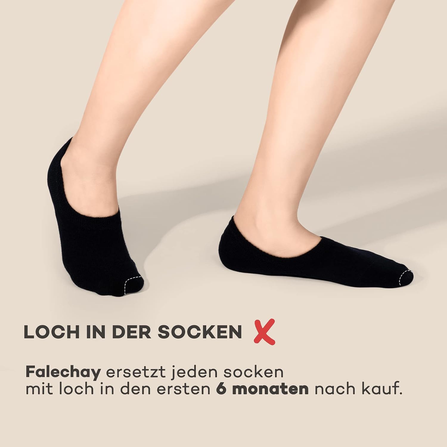 Detalle 2 de Falechay Sneaker Socken (No-Show) – 8 Paar unisex in Schwarz/Weiß/Grau/Hautfarbe