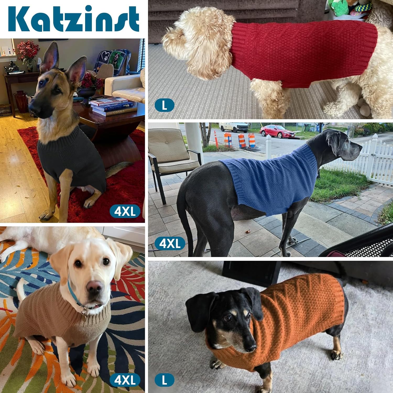 Thumbnail 3 de Katzinst knitted dog jumper for large breed dogs (Caramel, XL)