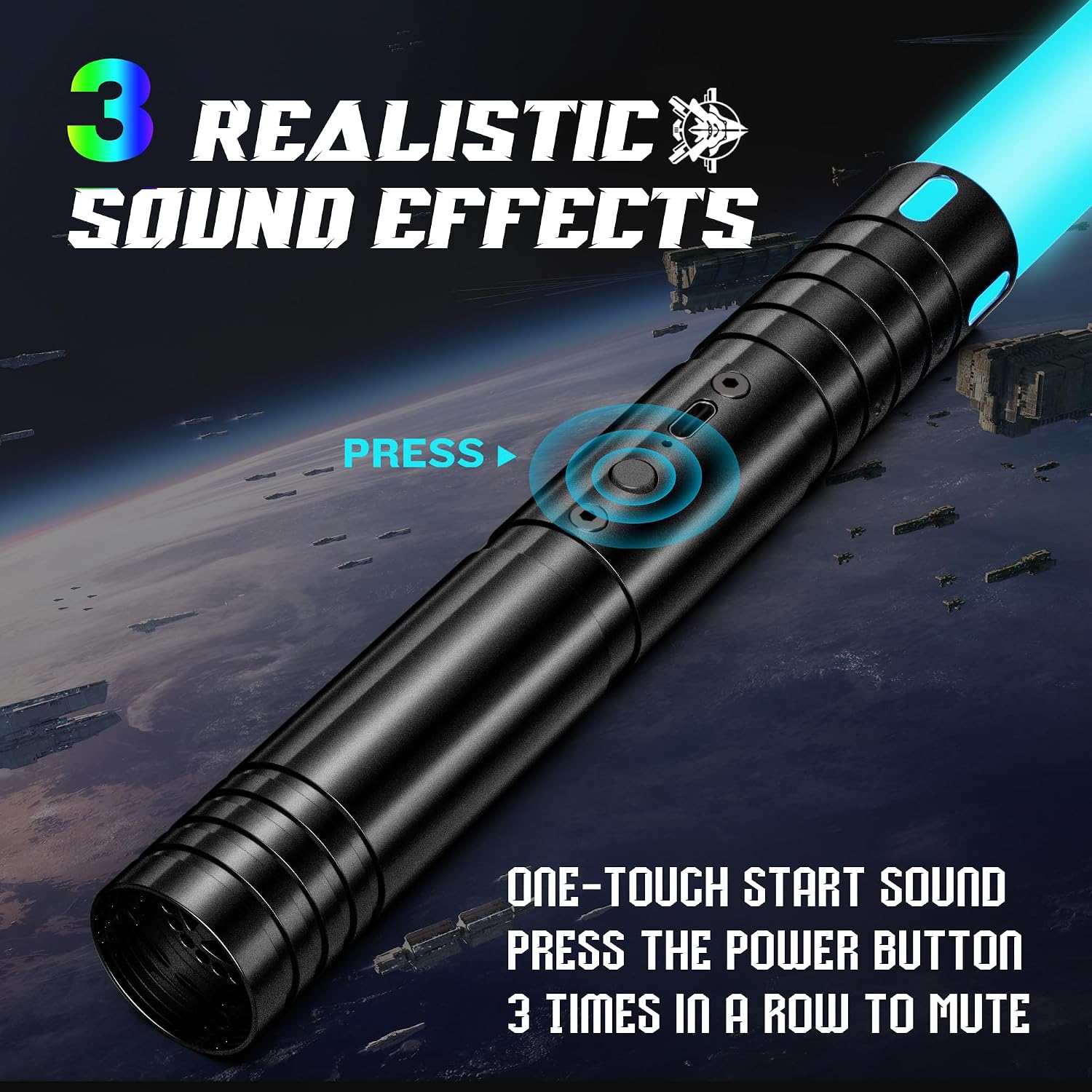 Detalle 2 de Lightsaber Lightsabers with FX Sound Motion Sensitive — RGB 15 Color Light-Up Toy Sword for Kids