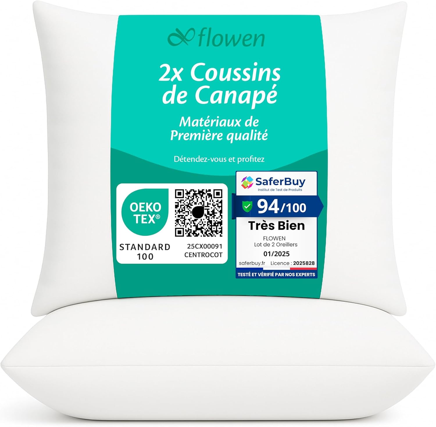 Flowen Coussin canapé 60x60, lot de 2