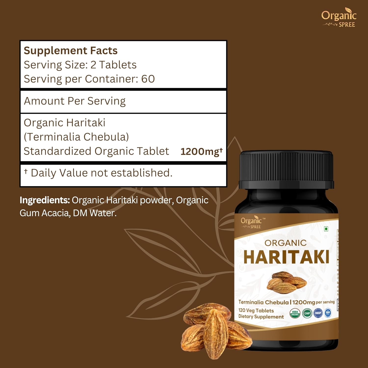 Thumbnail 3 de Organic Spree Haritaki 120 Tablets — 3-Pack, USDA Organic Certified