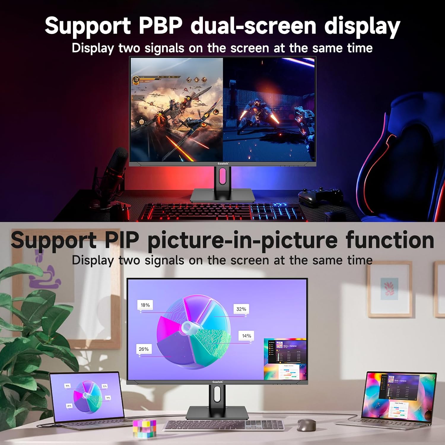 Detalle 2 de Gawfolk 27 inch 4K gaming monitor (UHD 3840 x 2160), 144Hz IPS with height adjustment