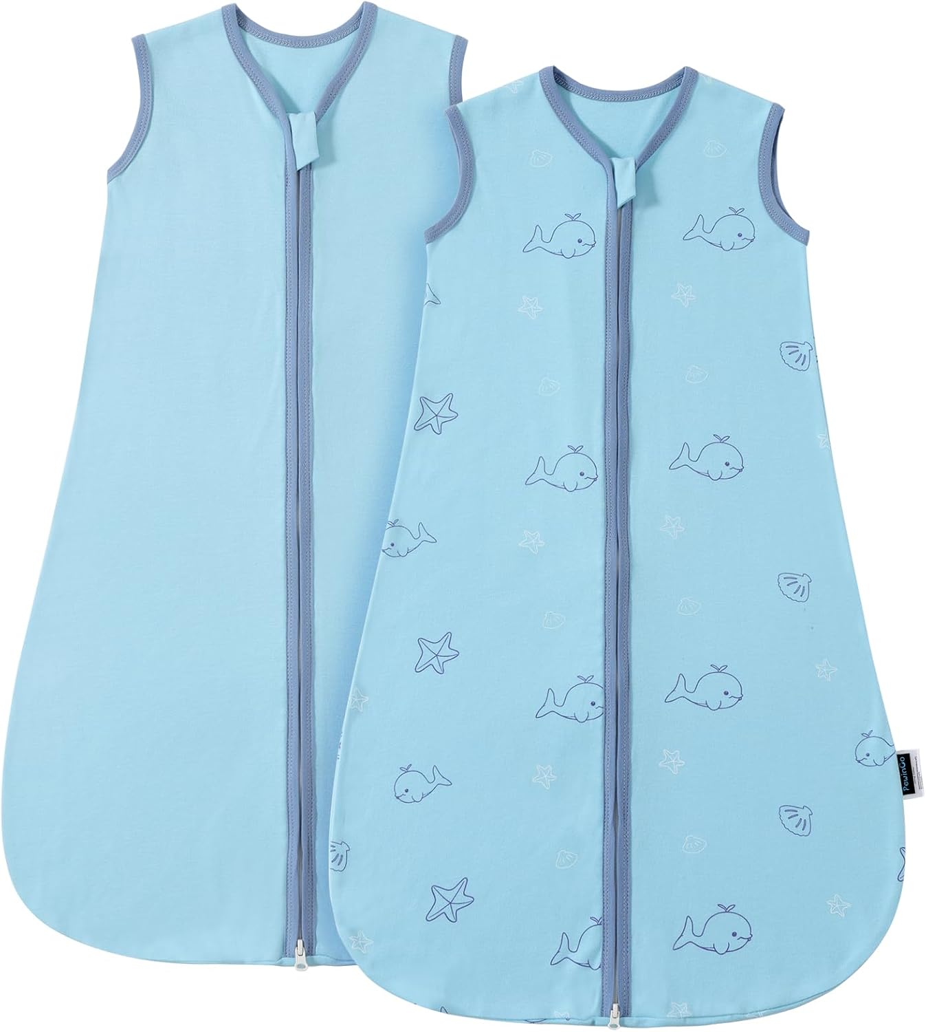 PewinGo Baby Schlafsack 0.5 TOG – 2er-Set aus 100% Baumwolle, Neugeborene 0–6 Monate, dualer Reißverschluss