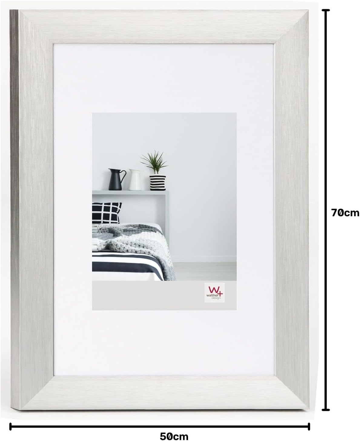 Detalle de Walther Design Cadre photo argent aluminium 50 x 70 cm avec paspartou