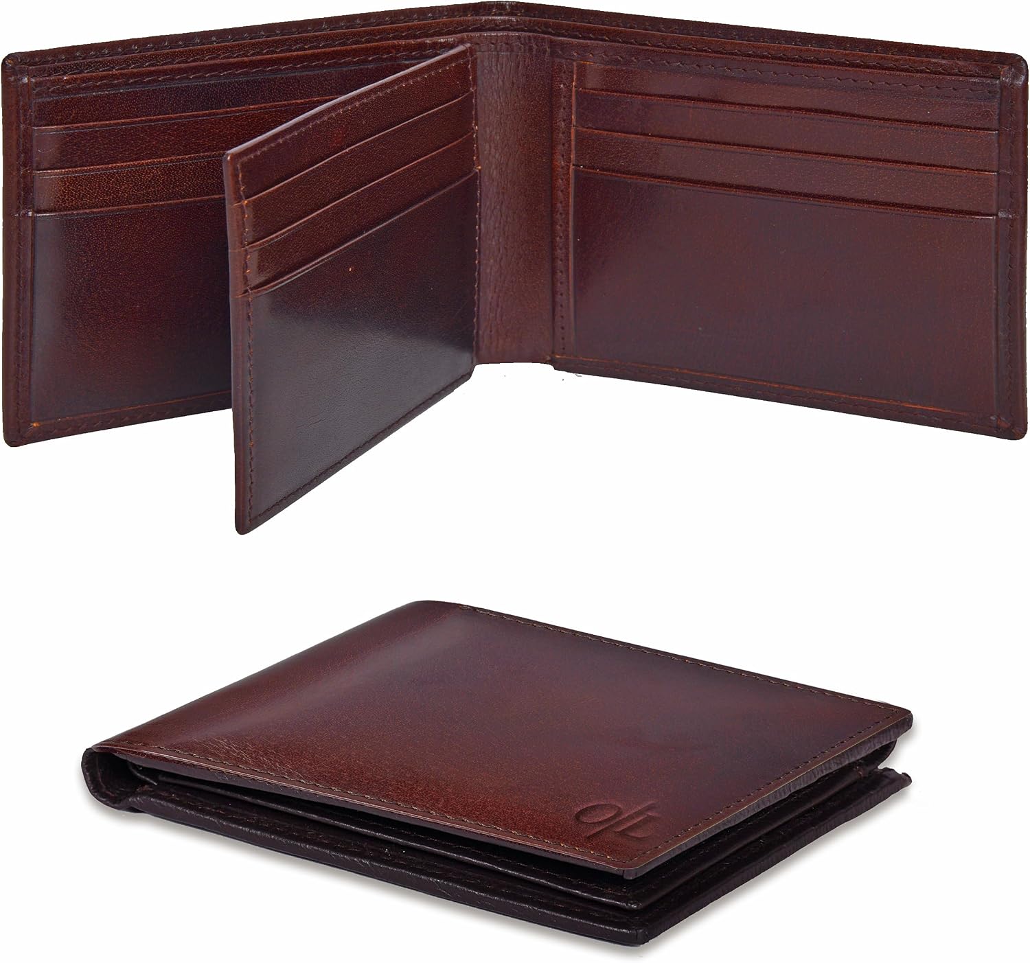 Thumbnail 6 de Oak Leathers brown leather bi-fold wallet for men with 9 card slots and RFID blocking