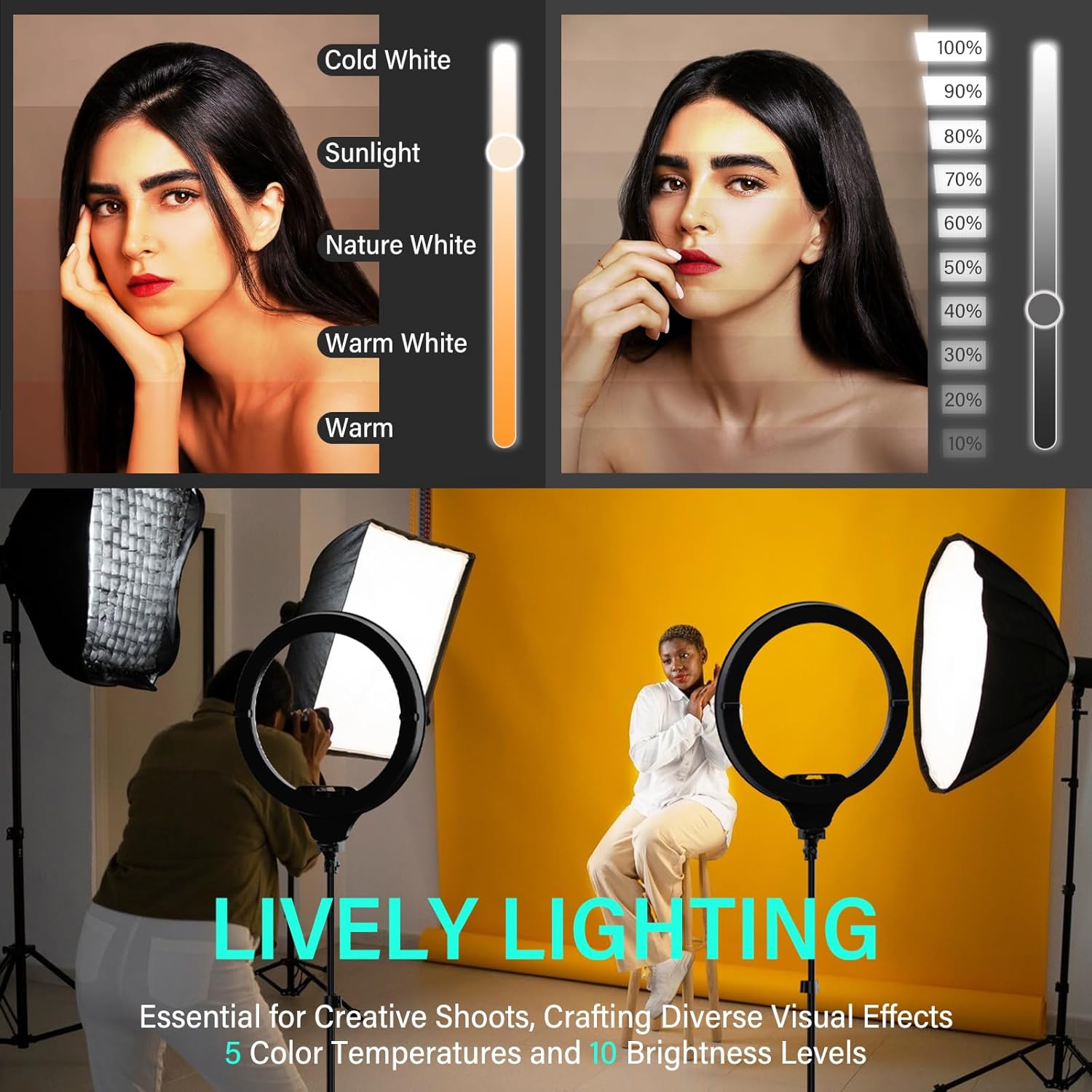 Thumbnail 2 de UBeesize 14" Foldable Ring Light with 62" Tripod