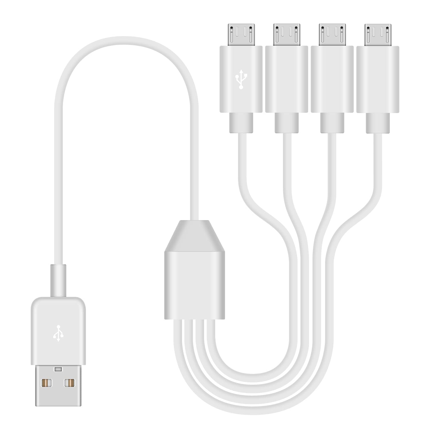 Detalle de Duttek 4-in-1 USB Micro USB Charger Cable — 50cm, USB 2.0, 4 Micro USB Ports with 1 Data-Transfer Line