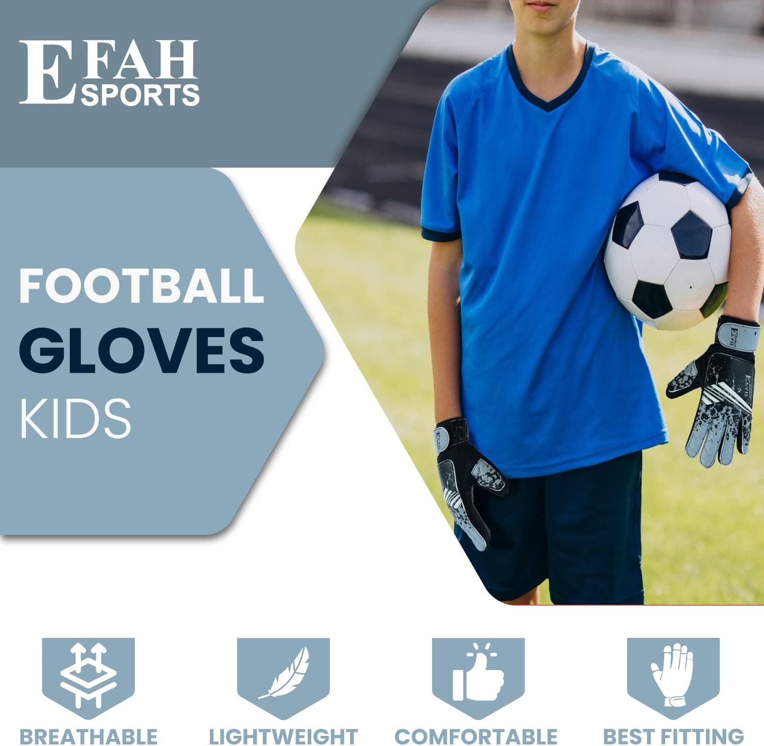 Thumbnail 3 de EFAH SPORTS Football Goalkeeper Gloves For Boys kids Children Youth Soccer Goalie Glove with Super Grip Palms
EFAH SPORTS Football Goalkeeper Gloves For Bo…