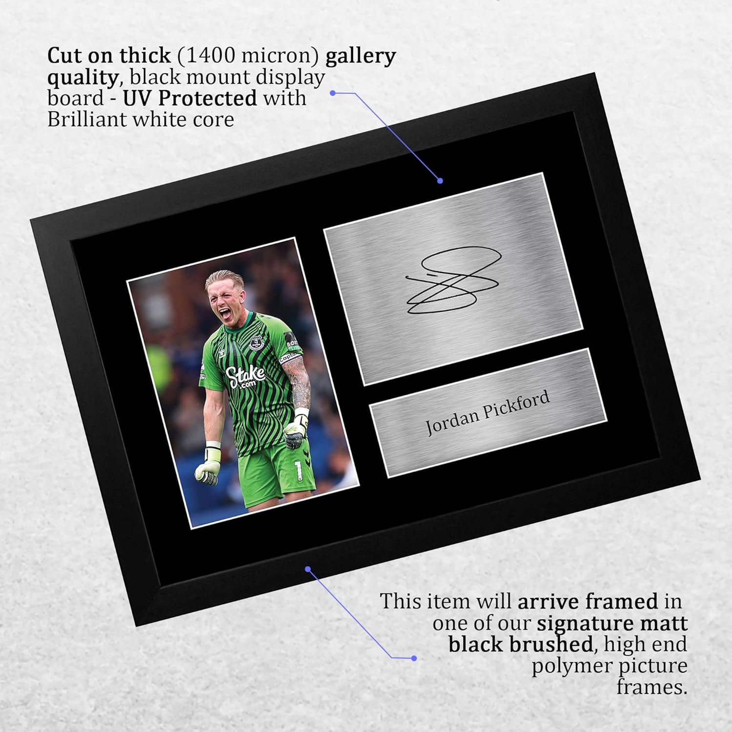 Thumbnail 2 de HWC Trading FR A4 Jordan Pickford Everton framed signed autograph photo picture (A4)