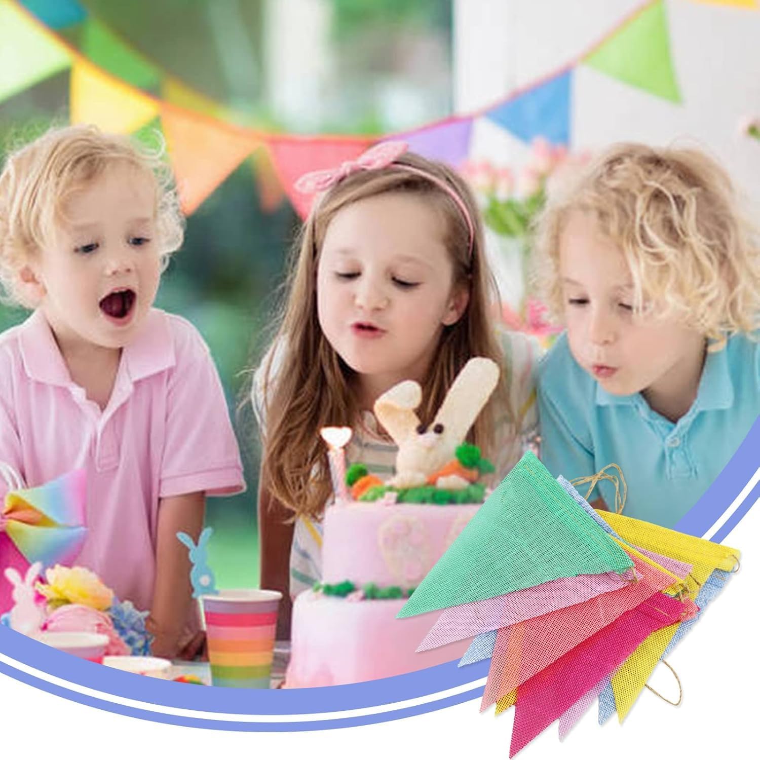 Thumbnail 6 de SZXMDKH 60 Flags 68 Feet Bunting Banner – Multicolour Outdoor Linen Burlap Celebration Decoration
