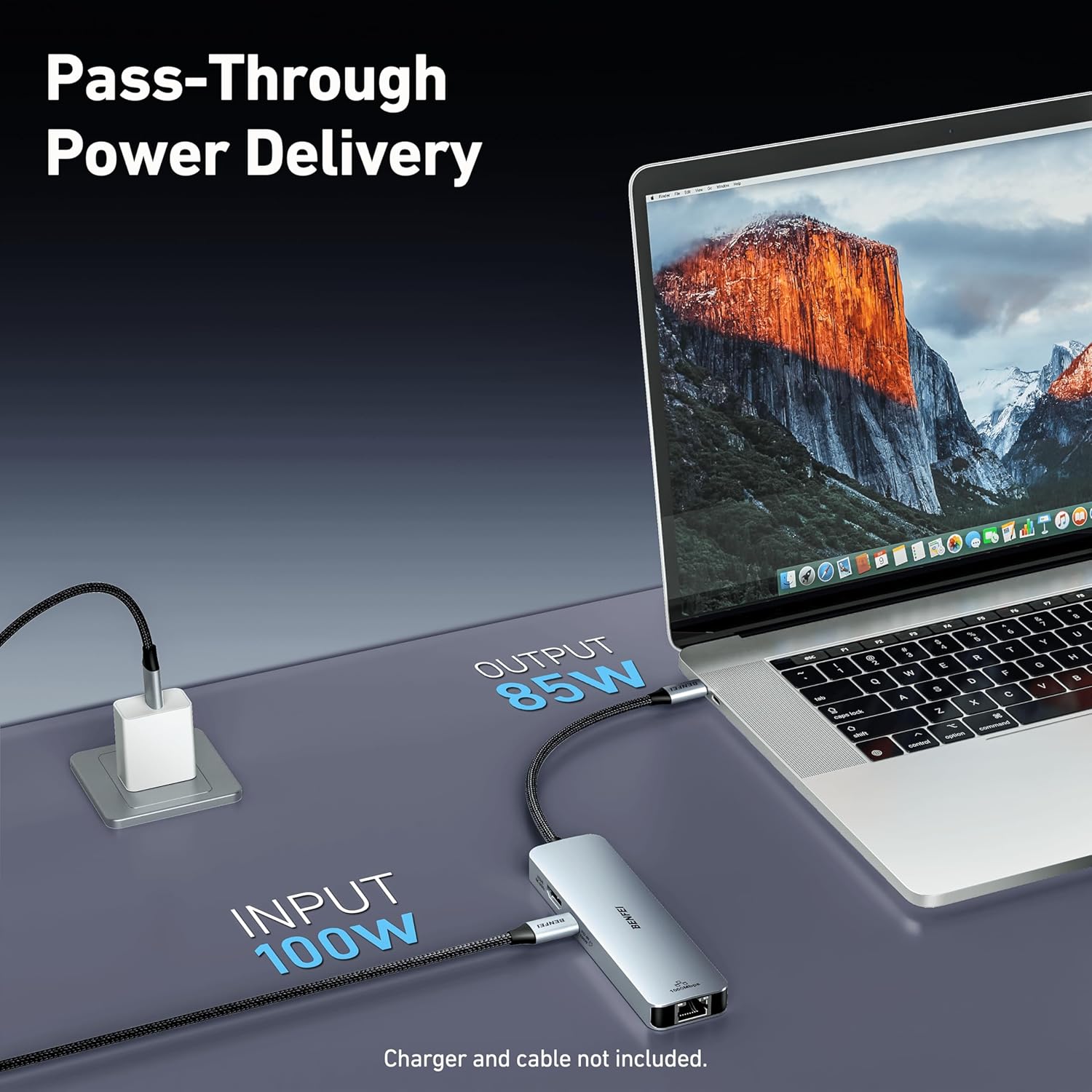Thumbnail 2 de BENFEI 6in1 USB‑C Hub mit HDMI 4K60Hz, PD 100W, Gigabit Ethernet und 3 USB‑Ports – ideal für MacBook Pro/Air, iPad & Co.