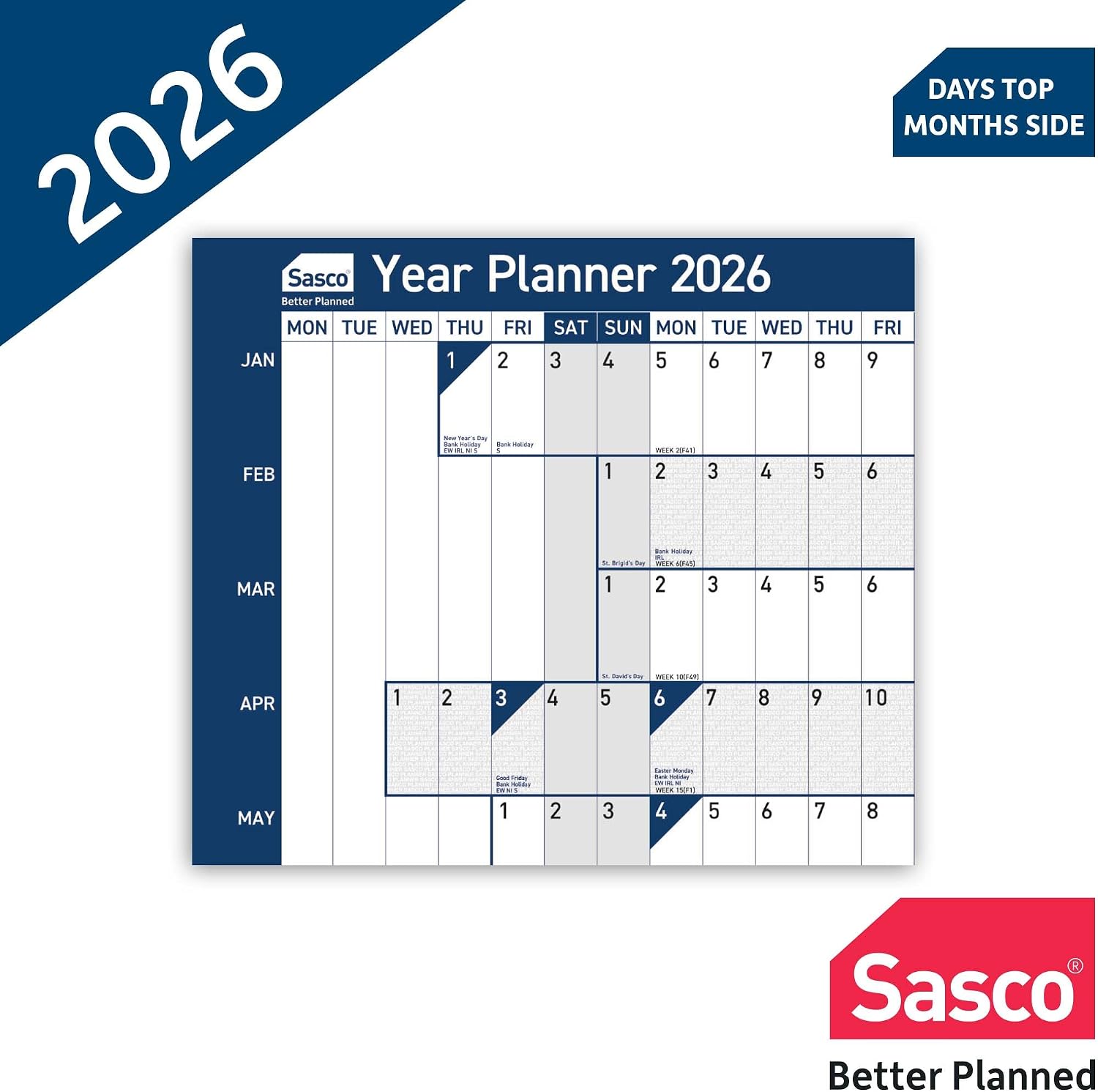 Detalle 2 de Sasco 2026 Wall Planner 91.5x61cm ๐