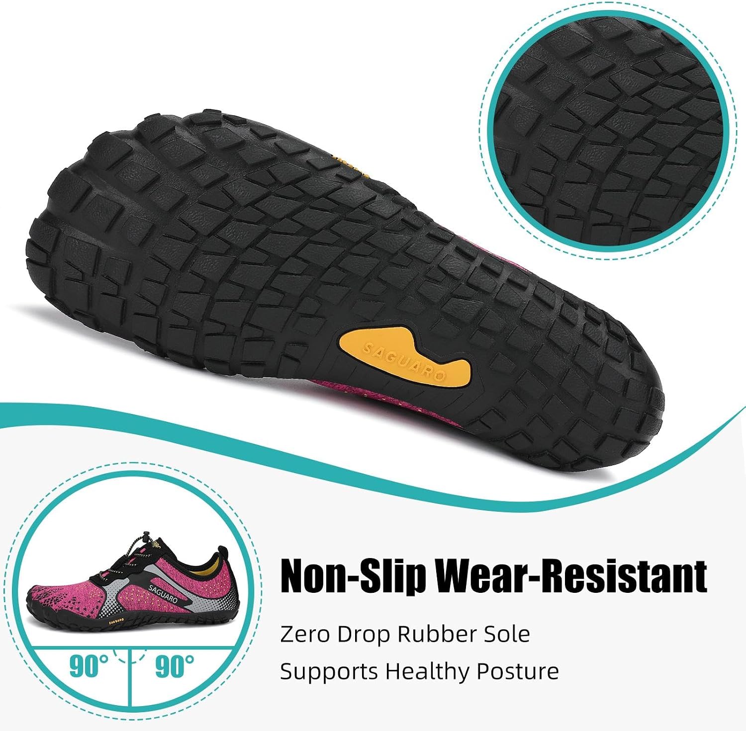 Detalle de SAGUARO Barefoot Shoes: Wide Toe Box Minimalist Trail Runner with Zero Drop