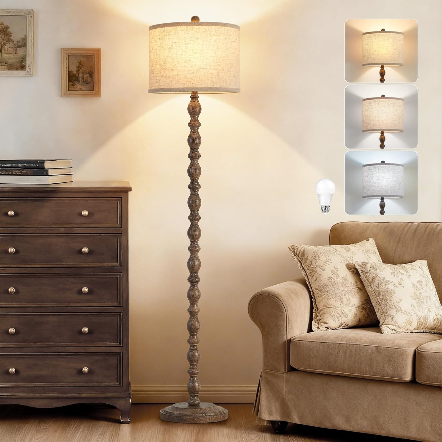 Detalle de Luvkczc F00218 Farmhouse Floor Lamp, 62-Inch, Adjustable Colour Temperature