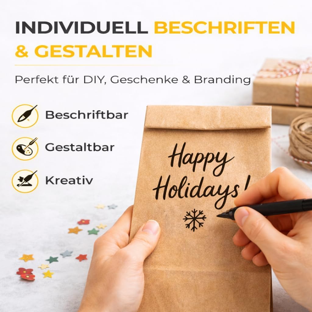 Thumbnail 6 de 50x braune Kraftpapiertüten EXTRA STARK (20 x 13 cm) – als DIY Adventskalender & Geschenktüten