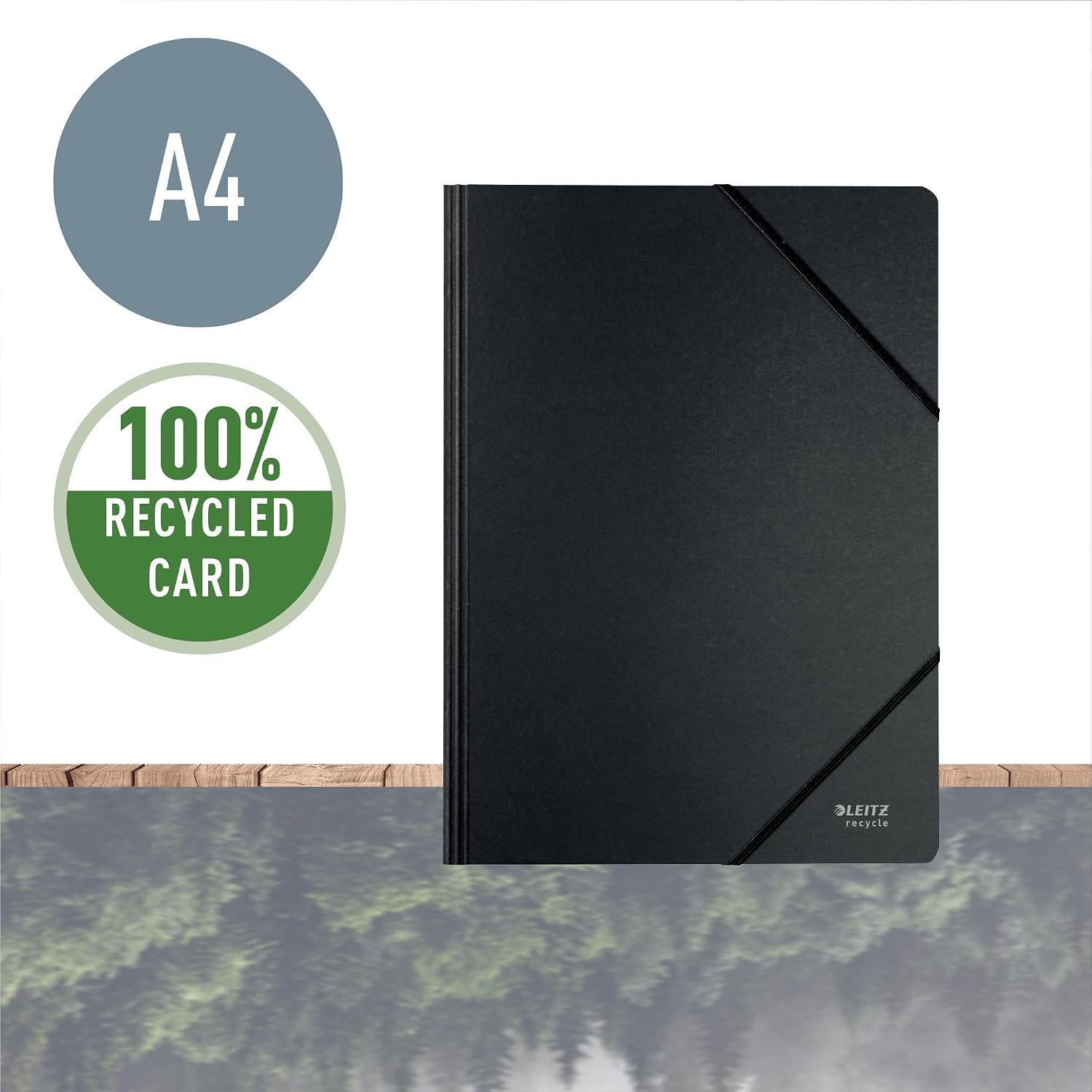 Detalle 2 de Leitz 39080095-10 gerecyclede A4-kaartmap met elastische banden, zwart, 10 stuks