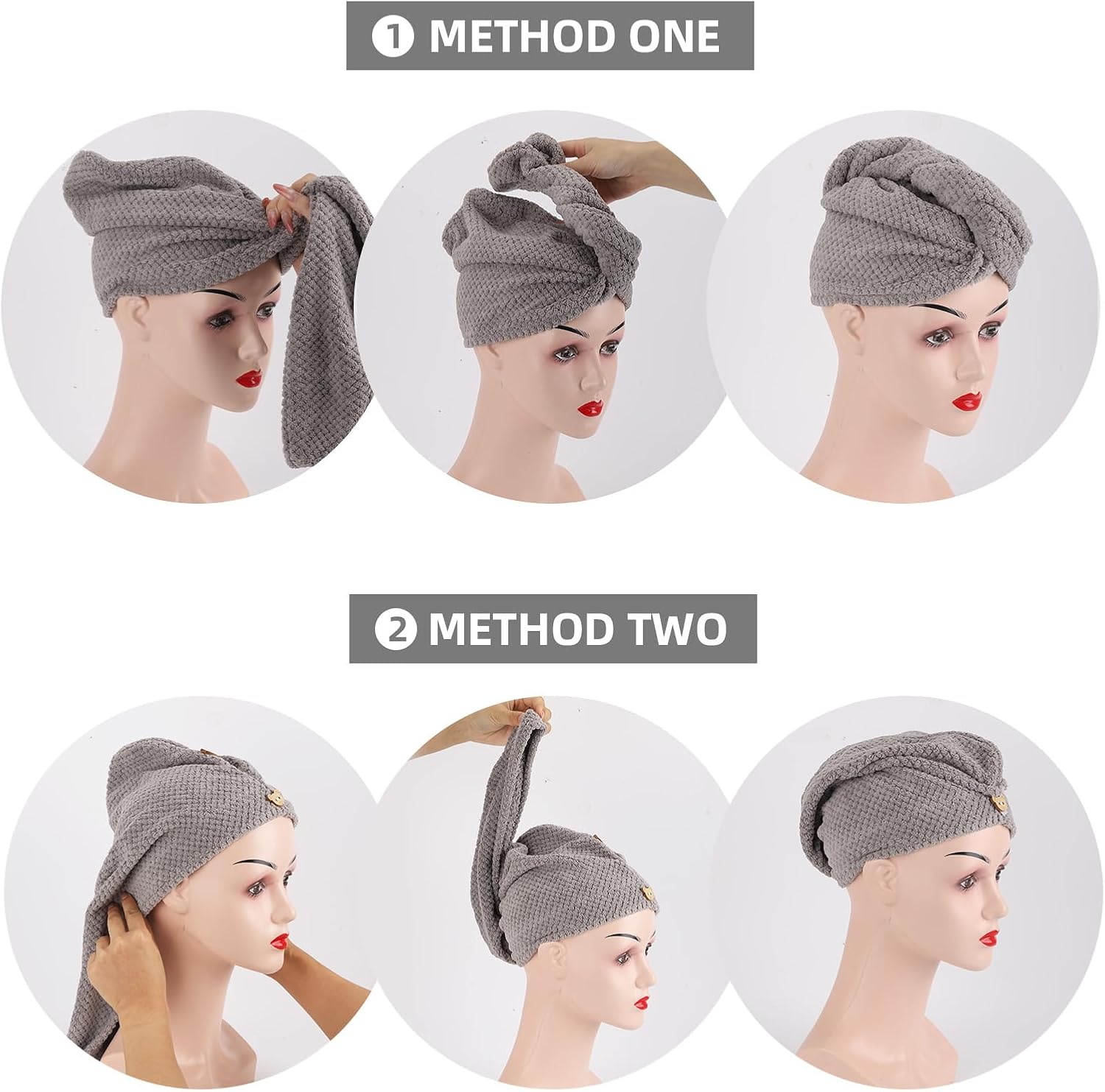 Thumbnail 5 de Microfibre Hair Towel Wraps, 4-Pack