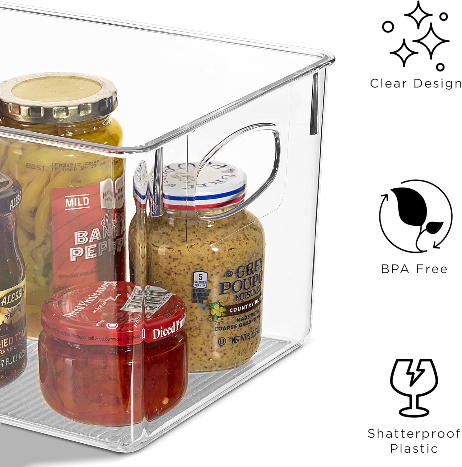 Thumbnail 3 de Sorbus Large Clear Plastic Storage Bins (8-Pack) with Built-In Handles for Shelves, Closets, Pantry, Fridge & Freezer