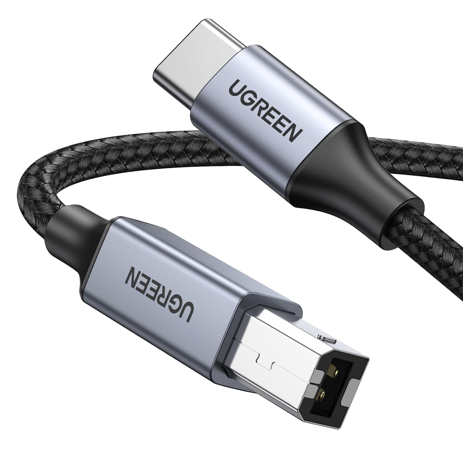 Detalle de UGREEN 80805 USB-C to USB-B Cable, 1 m Braided USB 2.0