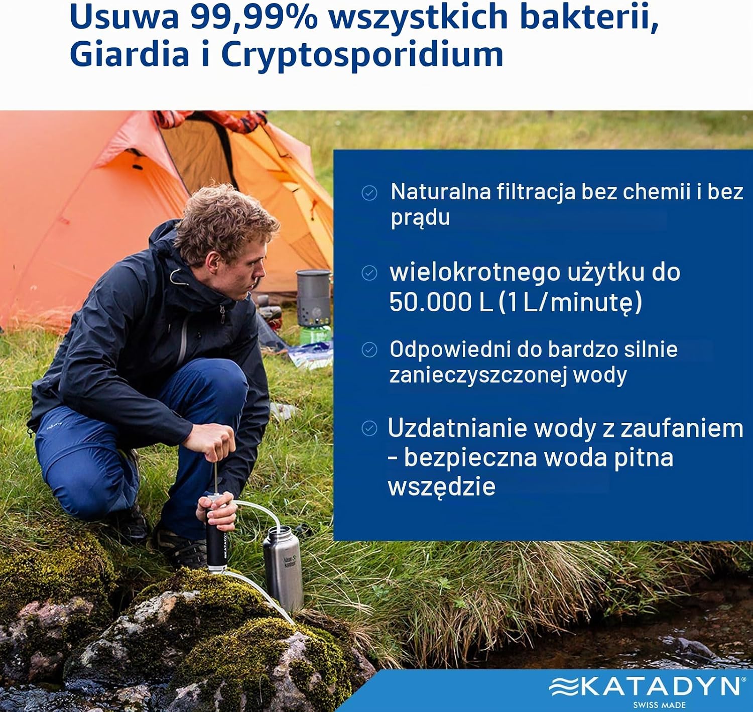 Detalle 2 de KATADYN Pocket Tactical – ręczny filtr do wody z włóknem szklanym